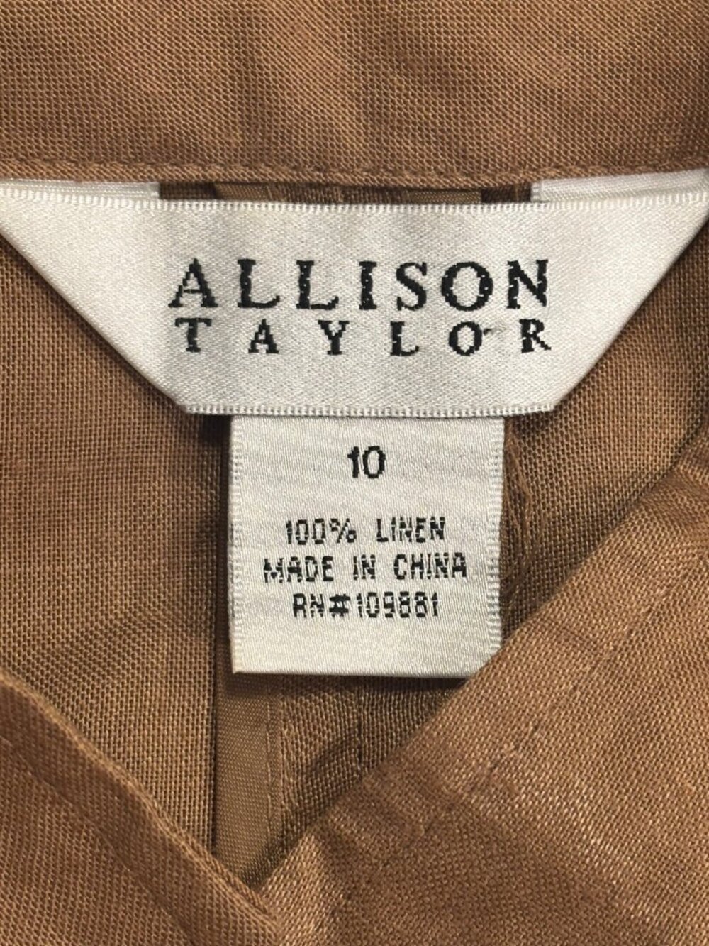 Alison Taylor 100% Linen Military Jacket Womens Size 10 Brown Button Front Safar - Picture 6 of 10